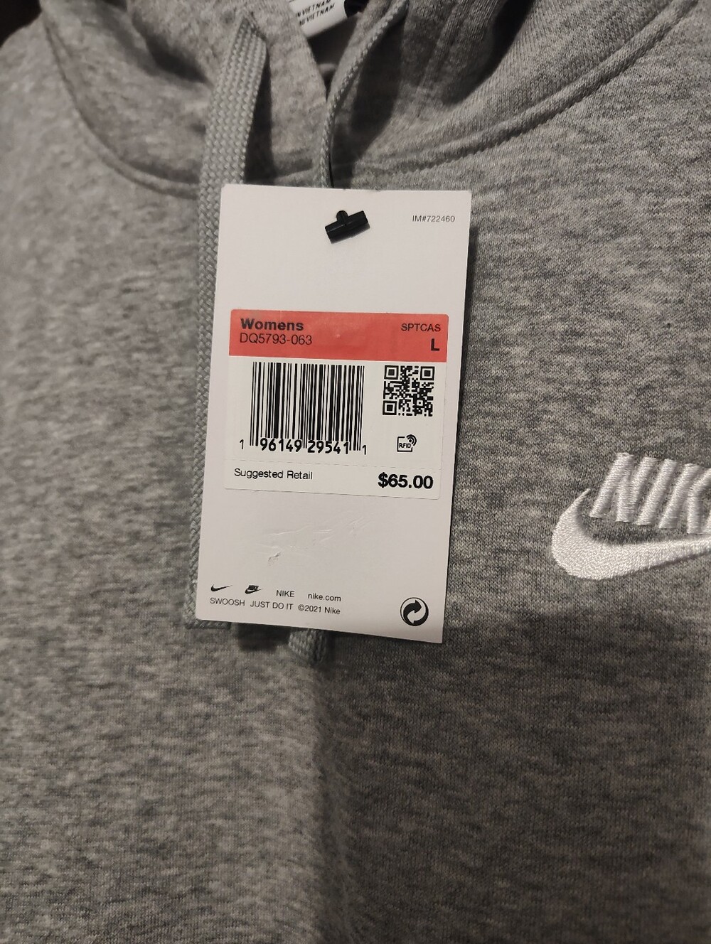 Nike Women's Heather Grey Pullover Hoodie SZ Large New With Tags - Picture 2 of 6
